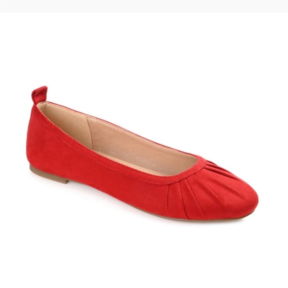 Journee Collection Tannya Ruched Red Ballet Flat Size 9 NWT - Picture 12 of 13